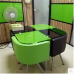 Dining table and chairs tempered glass small round table - Image 20