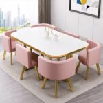 Conference table for 6 people long table simple modern rectangular dining table - Image 12