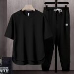 Foreign trade set matching suit solid color men's T-shirt s two-piece suit - Image 9