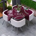 Dining table and chairs tempered glass small round table - Image 34