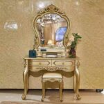 Dressing table European style champagne gold dressing table retro carved - Image 7