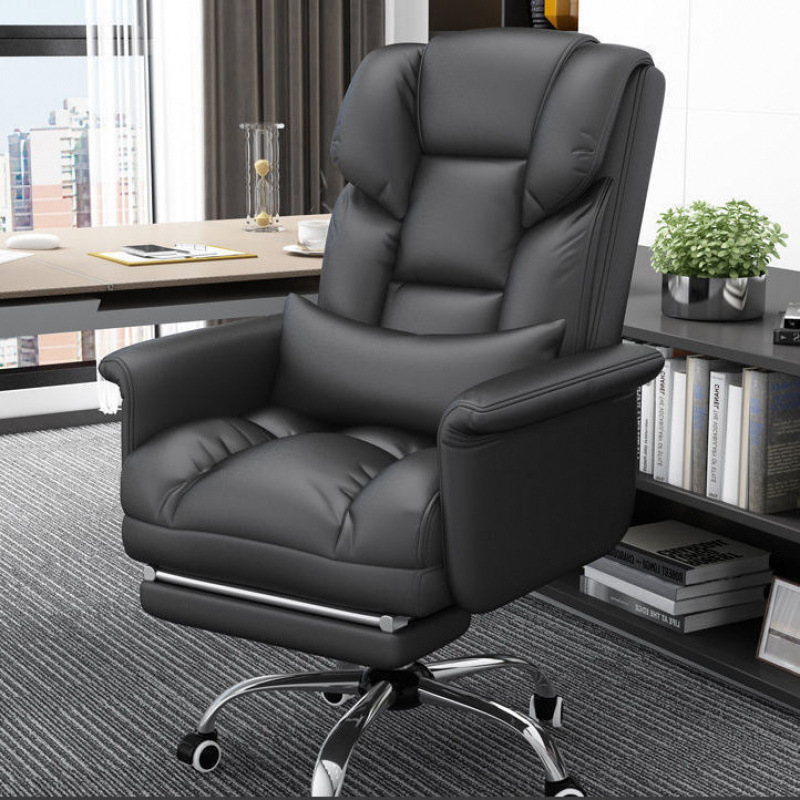 O1CN01kqv2PH1zQmChY48xV_21212218719366709-0-cib.jpg Computer chair boss business office chair 【高回弹公仔棉】亮黑色+脚踏 - Image 1