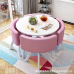 Leisure small round table coffee table one table and four chairs combination milk tea shop reception small apartment meeting - Image 37