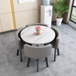 Leisure small round table coffee table one table and four chairs combination - Image 29