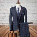 2024 autumn and winter new men British slim plaid suit three-piece suit - Image 2