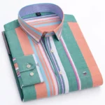 Plus Size 6XL 7XL Men's Long Sleeve Oxford Plaid Striped Casual Shirt