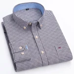 Plus Size 6XL 7XL Men's Long Sleeve Oxford Plaid Striped Casual Shirt - Image 5