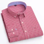 Plus Size 6XL 7XL Men's Long Sleeve Oxford Plaid Striped Casual Shirt - Image 6