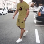 Y2K Men's Sets T Shirt And Shorts Fashion Digital Letter K Printing Tow-Piece - Image 3