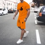 Y2K Men's Sets T Shirt And Shorts Fashion Digital Letter K Printing Tow-Piece - Image 4