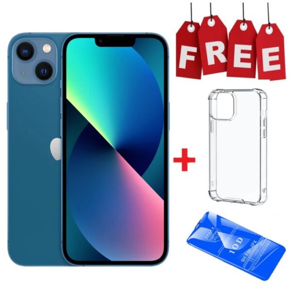 Apple iPhone 13 - 4GB RAM - 128GB ROM -12MP Rear/12MP Front - Blue + Free Cover + Free Protector