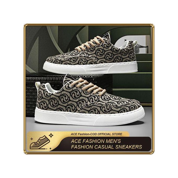 ASHION Men's Abstract Print Canvas Sneakers - Stylish Comfortable Durable Casual Shoes -Brown ASHION Men's Abstract Print Canvas Sneakers - Stylish Comfortable Durable Casual Shoes -Brown