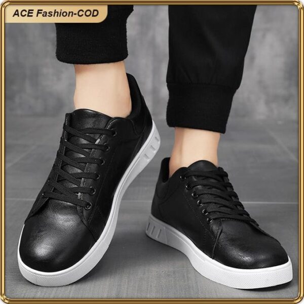ASHION Men's Thick Sole Shoes Casual Fashion - Stylish, Durable, And Lightweight - Black/White