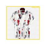Berrykey Men's Hawaiian Ink Print Bottom-down Beach Short Sleeve T-Shirt Casual Tops