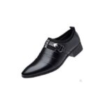 BLWOENS Men's Oxford Shoes Comfort Slip on Dress Loafers Monk Strap Vintage Fashion Pointed Toe Buckle Chunky Formal Leather Shoes large size-Black