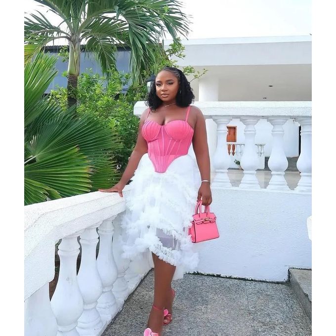 Corset skirt and top-pink and white Corset skirt and top-pink and white