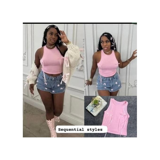 Denim skirt and top-pink Denim skirt and top-pink