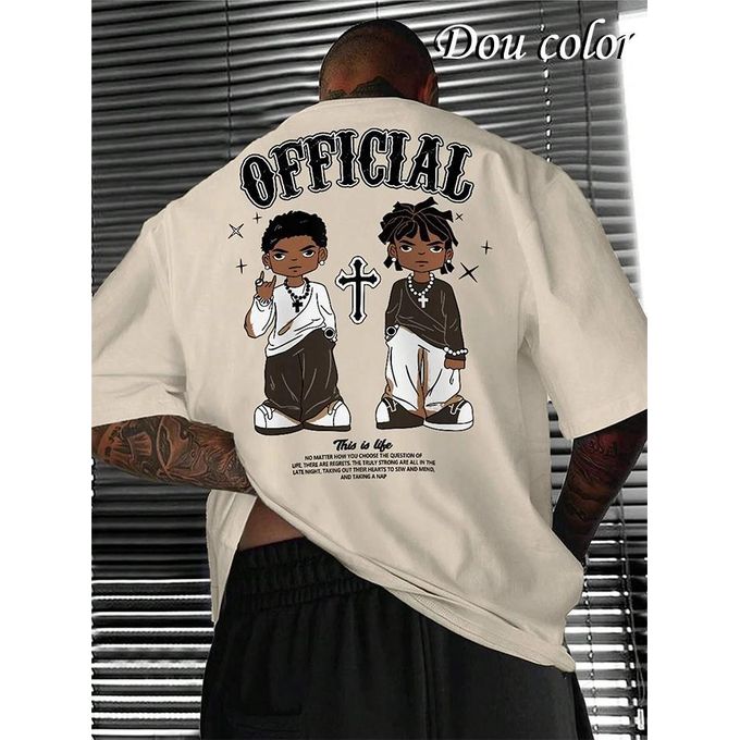 Dou-color Dou-color Men's Fashion Hip Hop T-Shirt-khaki Dou-color Dou-color Men's Fashion Hip Hop T-Shirt-khaki