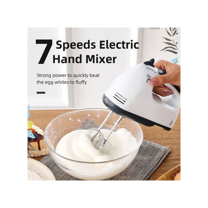 EAGEAT 7 Speed Electric Hand Mixer Whisk Egg Beater Cake Baking - White EAGEAT 7 Speed Electric Hand Mixer Whisk Egg Beater Cake Baking - White