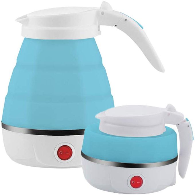 Electric Foldable Silicon Kettle - 0.6 Liters - White/lBlue Electric Foldable Silicon Kettle - 0.6 Liters - White/lBlue
