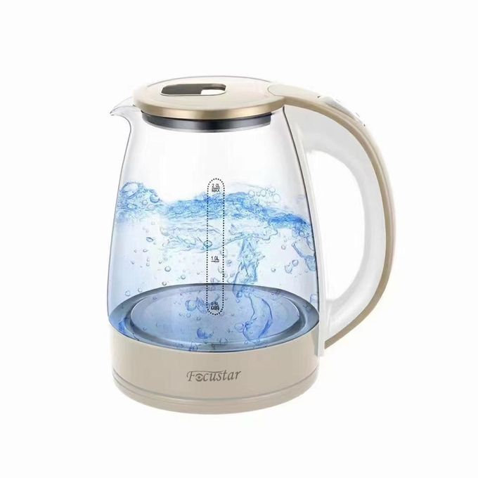 Focustar 2L Blue Light Glass Electric Kettle 1500W - Apricot Focustar 2L Blue Light Glass Electric Kettle 1500W - Apricot