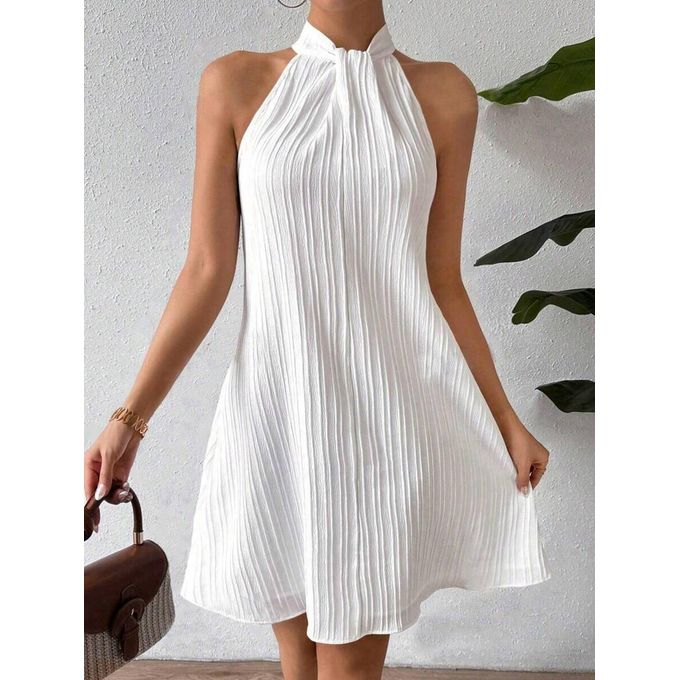 Halter neck drape cross dress - white Halter neck drape cross dress - white