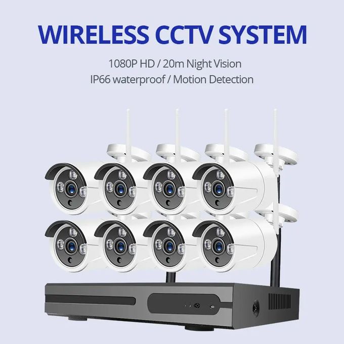 Home Security CCTV System Camera 8 Channel Wireless - White/Black Home Security CCTV System Camera 8 Channel Wireless - White/Black