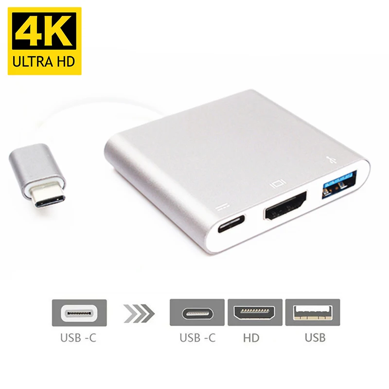 kf-H4133c6b4d5a84499a84597e2a8494644B-4K-USB-C-3-1-Hub-Converter-USB-Type-C-To-USB-3-0-HDMI-compatible.webp 4K USB-C 3.1 Hub Converter USB Type C To USB 3.0/HDMI-compatible Video Digital AV Multiport - Image 1
