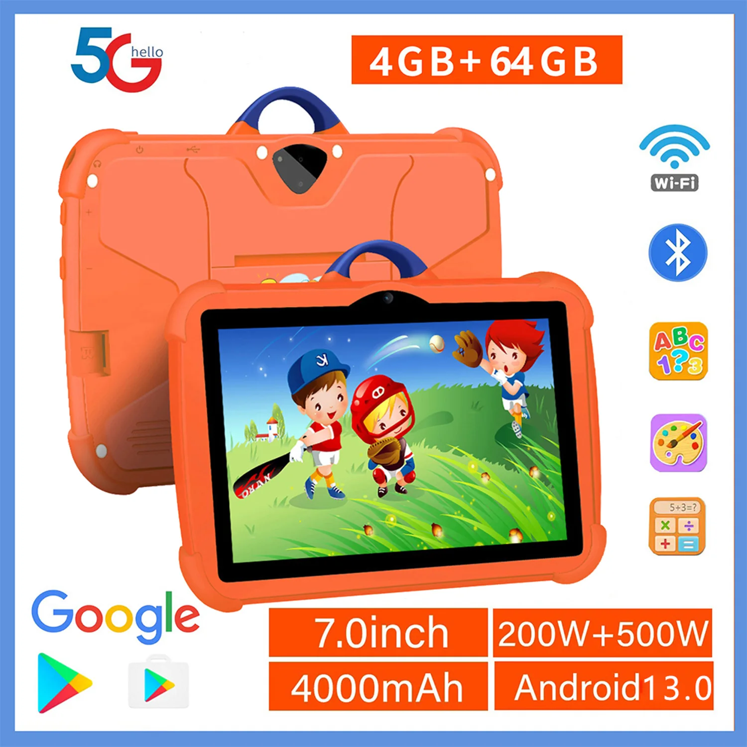 kf-S43d85898da3f41bebfe9db1c4961f857A New 7 Inch 5G WiFi Tablet Pc for Children's best Gifts Android Kids Game Educational Learning Tablets Quad Core 4GB RAM 64GB ROM - Image 1