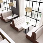 Booth seating sofa cafe furniture luxury bar nightclut ktv banquette velvet dining chairs restaurant round sofas - Image 4