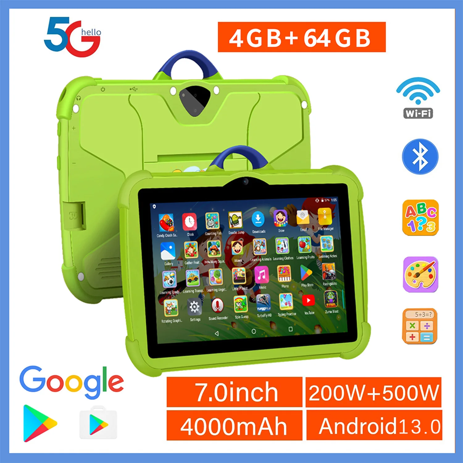 kf-Sa971eb996c08411aad701bfb82452b5fI New Google Kids Tablets 7 Inch 5G WiFi Tablet Pc Quad Core 4GB RAM 64GB ROM Cheap for Children Gift Educational Learning 4000mAh - Image 1