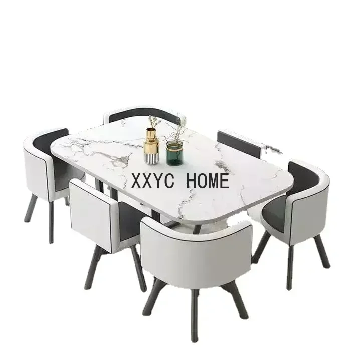 kf-Sb98f50e8b1384089b19771371e223c80s.webp Modern Rectangular Negotiation and Combination Scandinavian Conference Table Living Room Set with 6 - Image 1