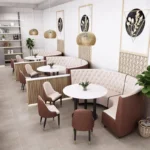 Booth seating sofa cafe furniture luxury bar nightclut ktv banquette velvet dining chairs restaurant round sofas - Image 6