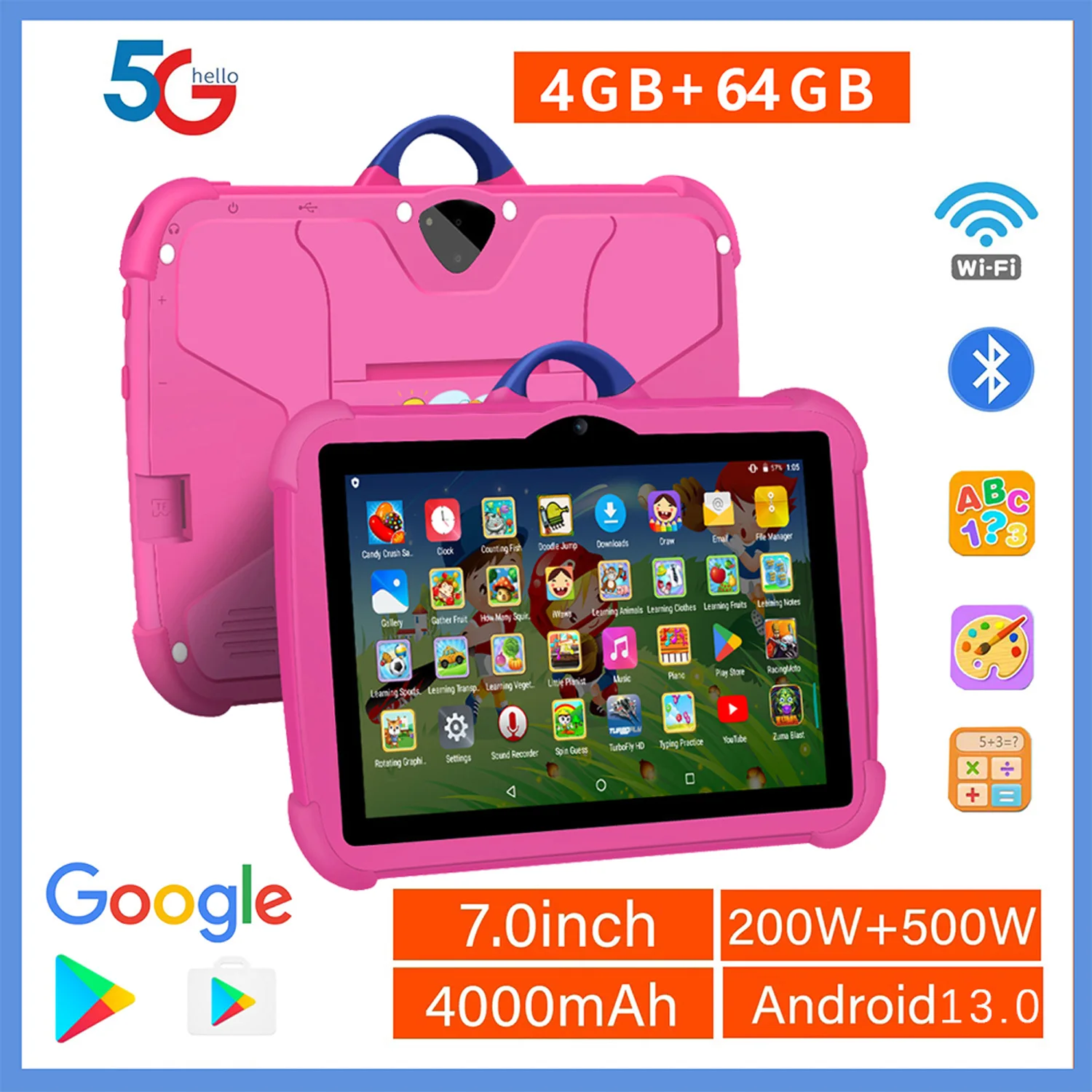 kf-Sfa07a254dfda4ddbb3960fb960d28b82p New 5G WiFi Kids Tablets 7 Inch Google Learning Education Quad Core 4GB RAM 64GB ROM Cheap Simple Children's favorite Tablet Pc - Image 1