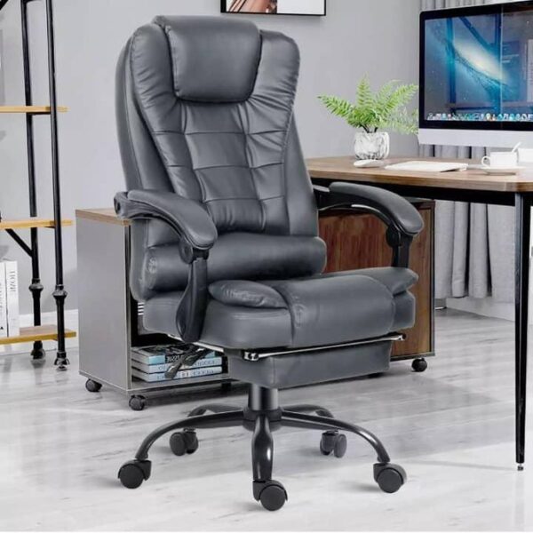 Luxury Massage Gaming Chair with Recliner & Footrest - Black
