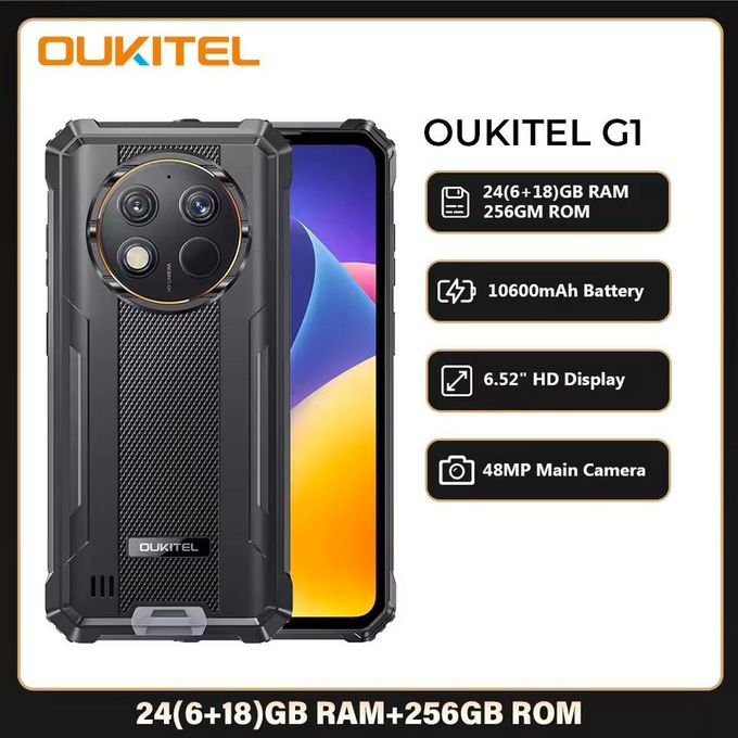 Oukitel G1 Rugged Smartphone Android 24GB (6+18)+256GB 10600mAh 6.52' HD Display NFC Rugged Phone Oukitel G1 Rugged Smartphone Android 24GB (6+18)+256GB 10600mAh 6.52' HD Display NFC Rugged Phone