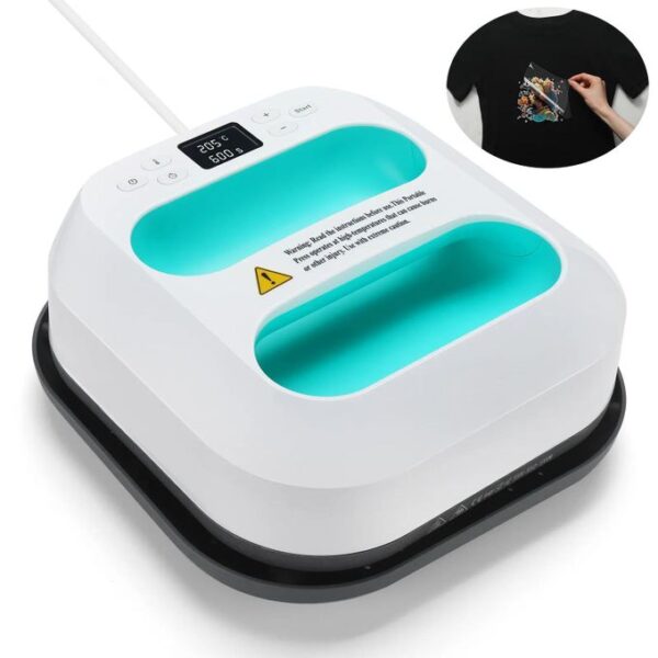 Portable Handheld T-Shirt Heat Press Machine for Design Transfer - White/Green