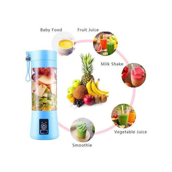 Portable USB Rechargeable Smart Blender - Blue - 380ml Portable USB Rechargeable Smart Blender - Blue - 380ml