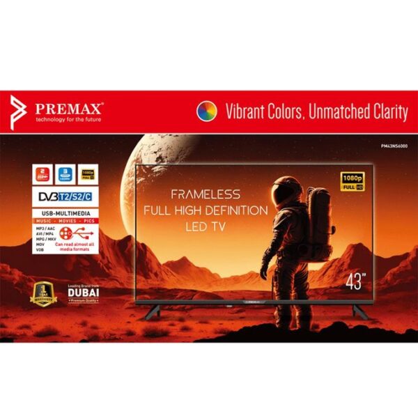 Premax 43 Inch FRAMELESS FHD TV-black