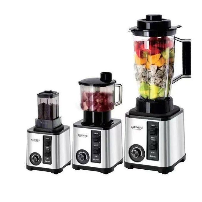 Pure Copper Motor 3 in 1 Cups heavy duty commercial blender -3.8L- Silver/Black Pure Copper Motor 3 in 1 Cups heavy duty commercial blender -3.8L- Silver/Black