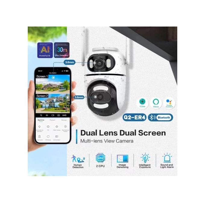 Q2-ER4 Dual Lens Dual Screen Wi-Fi Security Camera - White Q2-ER4 Dual Lens Dual Screen Wi-Fi Security Camera - White
