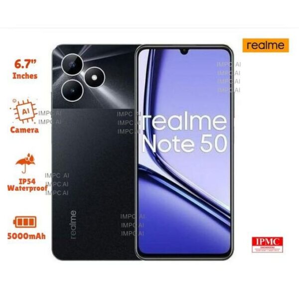 Realme Note 50 Dual Sim - 6.7" HD+ Display - 13MP Ai Camera Rear/ 5MP Front - 64GB ROM - 3GB RAM - 5000mAh - IP54 Dust & Water Resistance - Midnight Black +12 Month Warranty +...