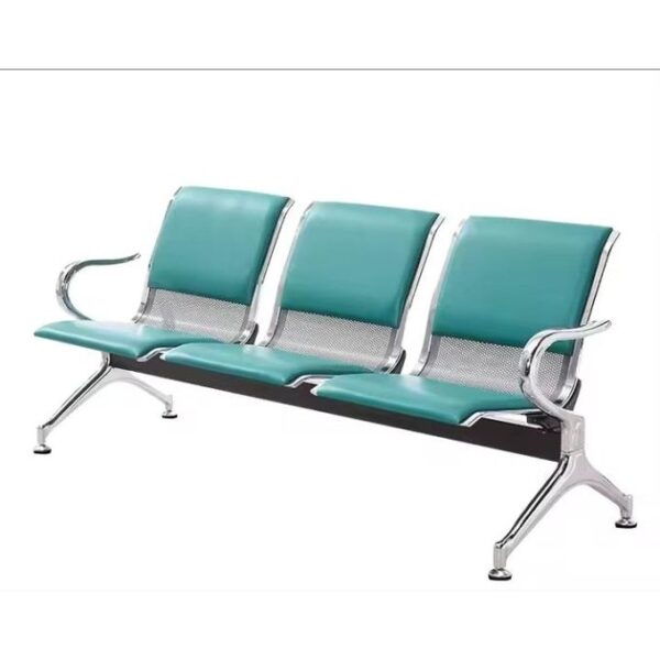 Reception Waiting Chair With Leather - 3 Seater - Green