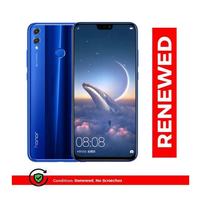 Renewed Huawei Honor 8X 6.5"6GB+128GB 3750mAh 16MP+2MP+20MP Fingrer+Face Smartphone Dual SIM Blue Renewed Huawei Honor 8X 6.5"6GB+128GB 3750mAh 16MP+2MP+20MP Fingrer+Face Smartphone Dual SIM Blue