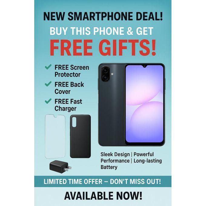Samsung Galaxy A07 64GB +4GB RAM-50MP Camera-6.7"-5000mAH -Gray 24 Months Plus free Protector, Cover and Charger Samsung Galaxy A07 64GB +4GB RAM-50MP Camera-6.7"-5000mAH -Gray 24 Months Plus free Protector, Cover and Charger
