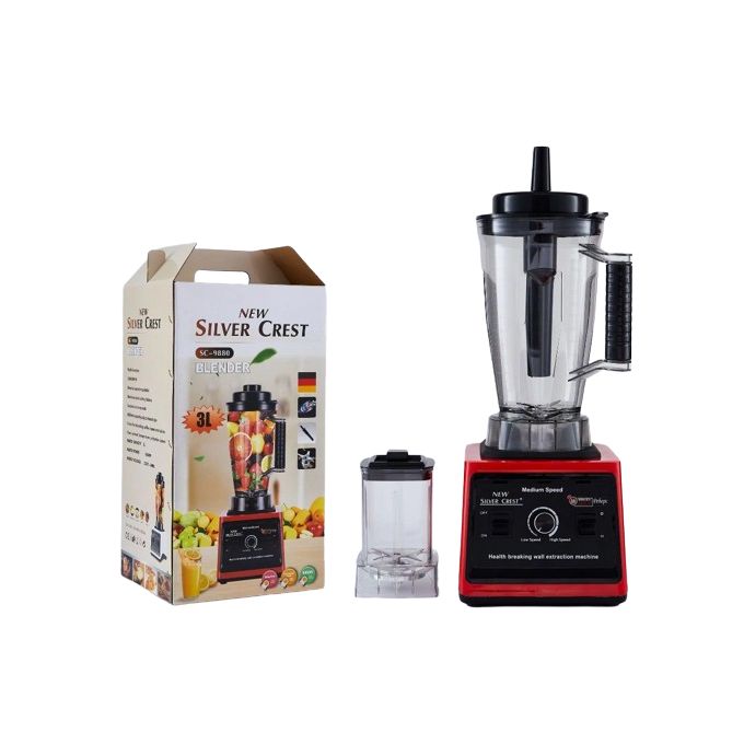SILVER CREST New 3L Large Capacity SC-9880 2 in 1 Double Cup Heavy Duty Commercial Blender - 8000W - Red/Black SILVER CREST New 3L Large Capacity SC-9880 2 in 1 Double Cup Heavy Duty Commercial Blender - 8000W - Red/Black
