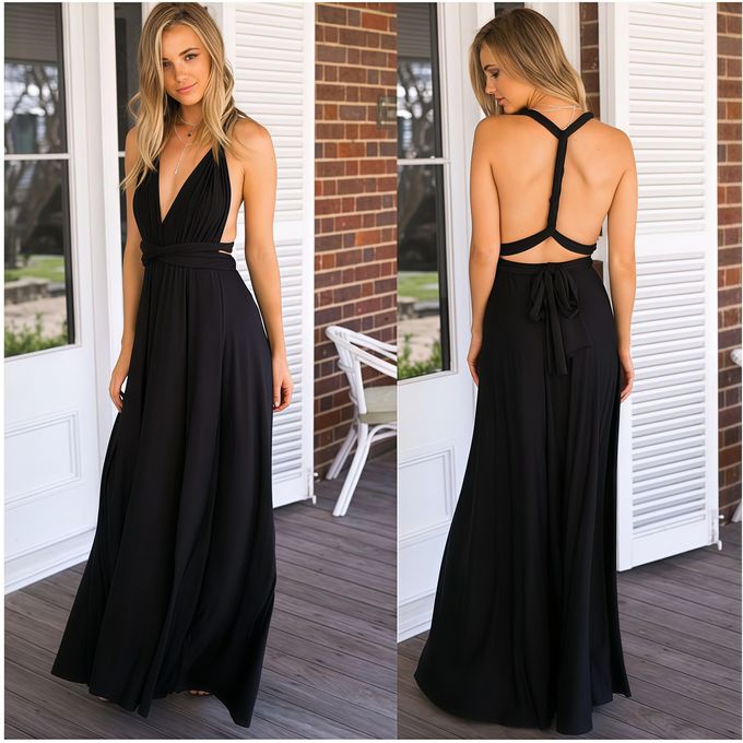 Small niche multi wearing method, tied up big swing dress, backless bridesmaid dress, long skirt for women Small niche multi wearing method, tied up big swing dress, backless bridesmaid dress, long skirt for women