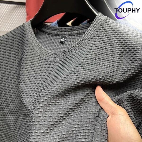 TOUPHY Men's 100% Cotton New Elastic Bamboo Mesh T-shirts-Grey