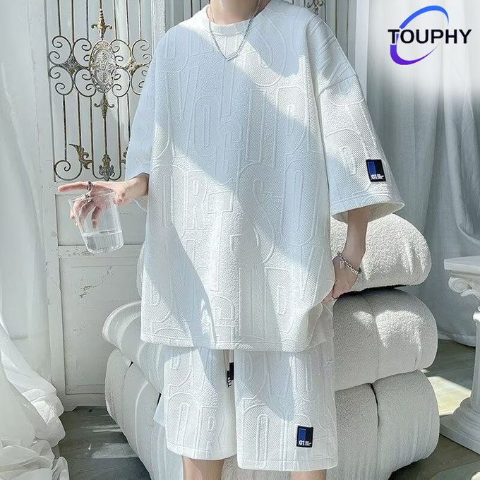 TOUPHY Sports Short Sleeve T-Shirt & Shorts Set - 2 Piece - White TOUPHY Sports Short Sleeve T-Shirt & Shorts Set - 2 Piece - White