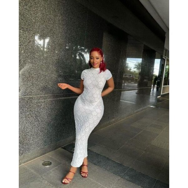 White fitting straight dress